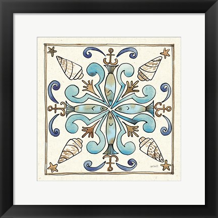 Framed Coastal Breeze Tile IV Print