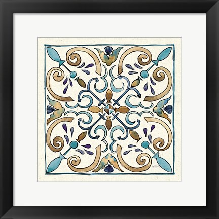 Framed Coastal Breeze Tile I Print