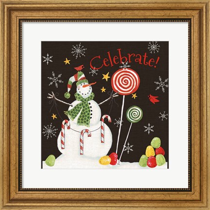 Framed Sweet Snowmen I Black Print