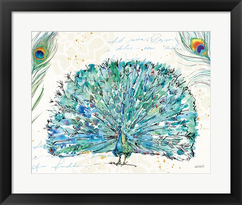 Framed Peacock Garden IX Print