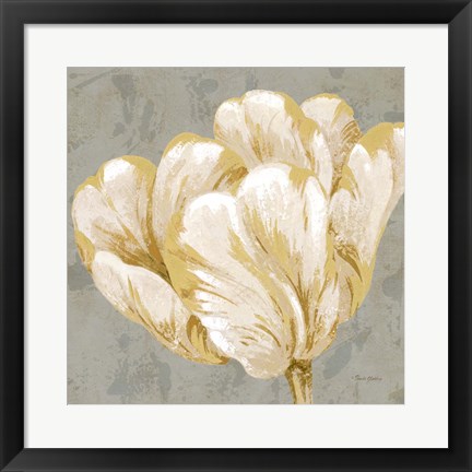 Framed Floral Fresco Grey II Print