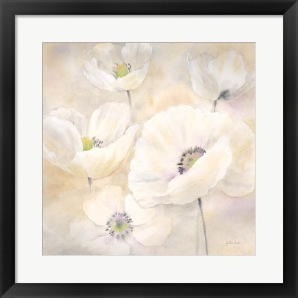 Framed White Poppies II Print