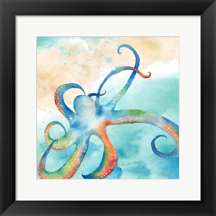 Framed Sea Splash Octopus Print