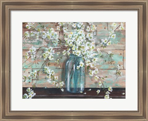 Framed Blossoms in Mason Jar Print