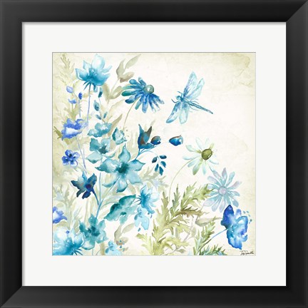 Framed Wildflowers and Butterflies Square I Print