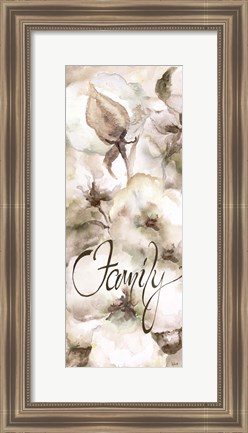 Framed Cotton Boll Panel Grey Sentiment I (Family) Print