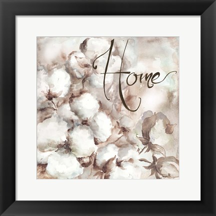 Framed Cotton Boll Triptych Sentiment I (Home) Print