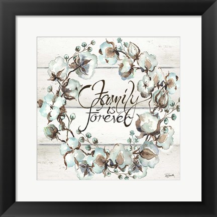 Framed Cotton Boll Family Wreath Print