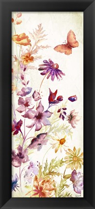 Framed Colorful Wildflowers and Butterflies Panel I Print