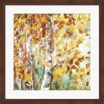 Framed Watercolor Fall Aspens Square Print