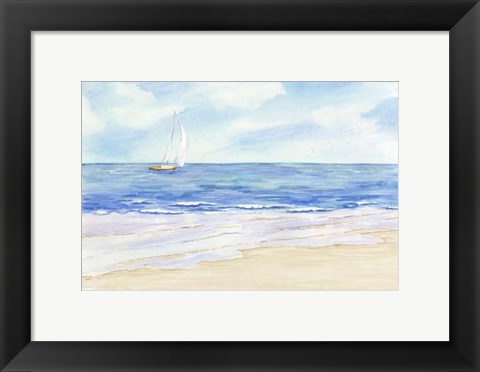 Framed Sailboat and Seagulls I Print