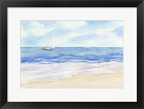 Framed Sailboat and Seagulls I Print