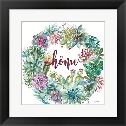 Framed Succulent Garden Wreath Home Print