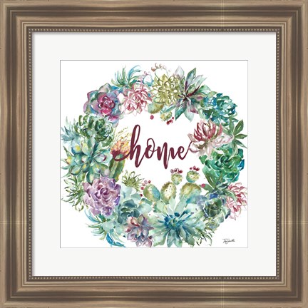 Framed Succulent Garden Wreath Home Print