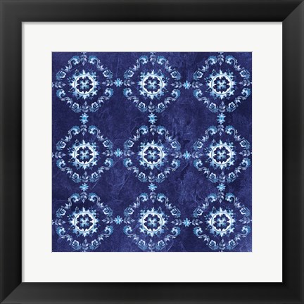 Framed Artisan Medallions Indigo I Print