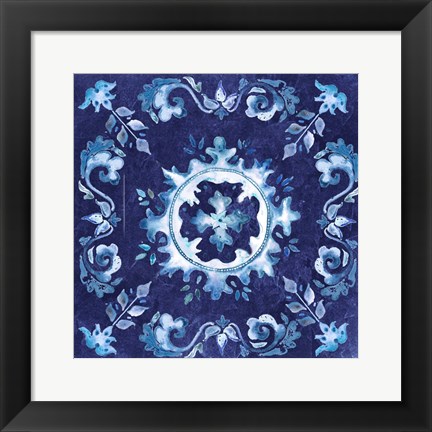 Framed Artisan Medallions Indigo II Print