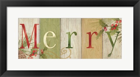 Framed Merry Rustic Sign I Print