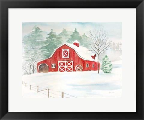 Framed Winter Farmhouse Print