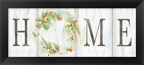 Framed Holiday Wreath Home Sign Print