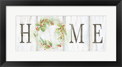 Framed Holiday Wreath Home Sign Print