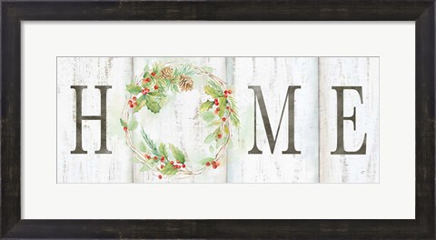 Framed Holiday Wreath Home Sign Print