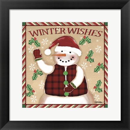 Framed Season&#39;s Greetings Snowmen II Print