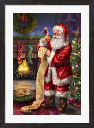 Framed Santa with his list Print