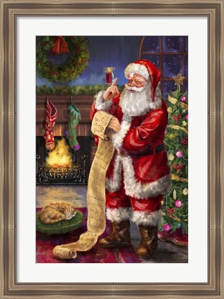 Framed Santa with his list Print