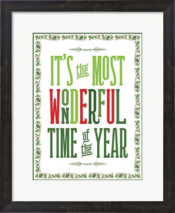 Framed Colorful Christmas with border IV Print