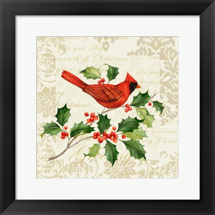 Framed Botanical Christmas Cream I Print