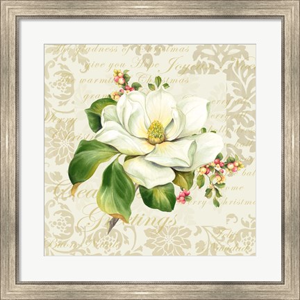 Framed Botanical Christmas Cream III Print