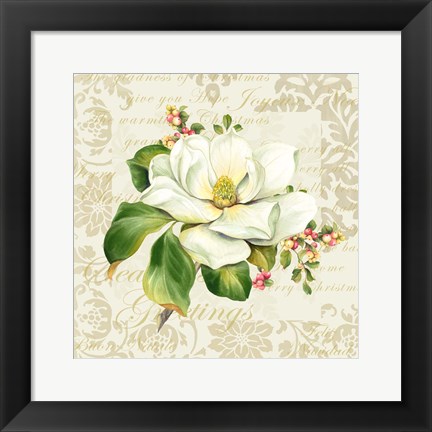 Framed Botanical Christmas Cream III Print