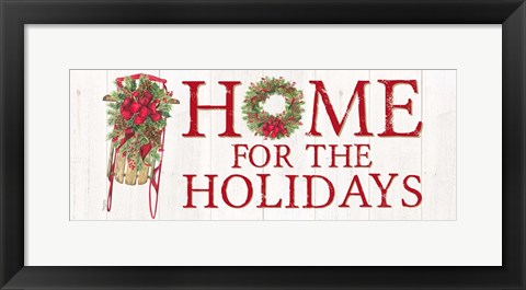 Framed Home for the Holidays Sled Sign Print