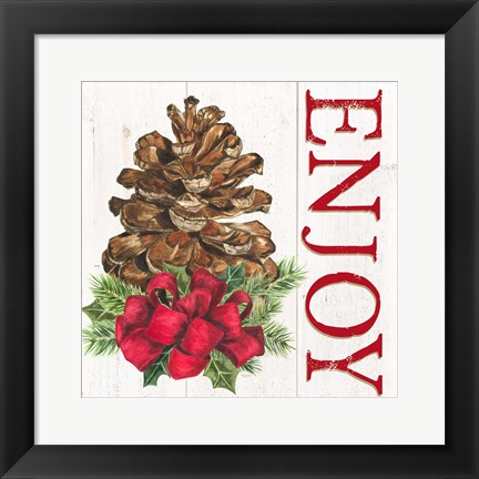 Framed Home for the Holidays Enjoy Pine cone Print