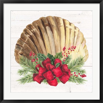 Framed Christmas by the Sea Scallop square Print
