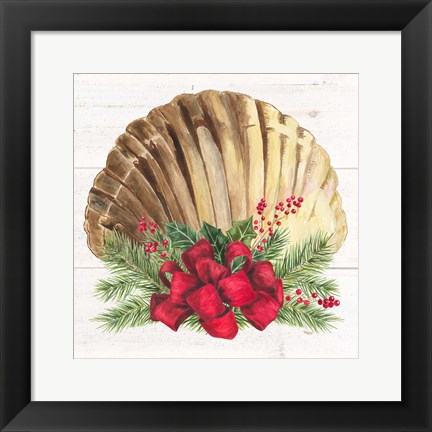 Framed Christmas by the Sea Scallop square Print