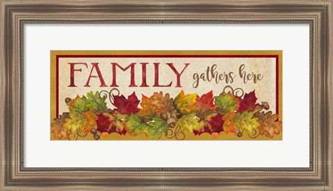 Framed Fall Harvest Family Gathers Here sign Print