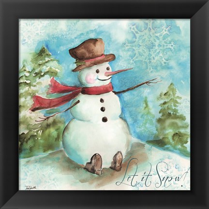 Framed Watercolor Snowmen I Print