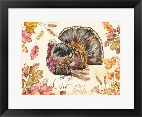 Framed Watercolor Harvest Turkey Print