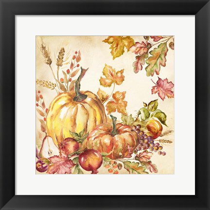 Framed Watercolor Harvest Pumpkins I Print