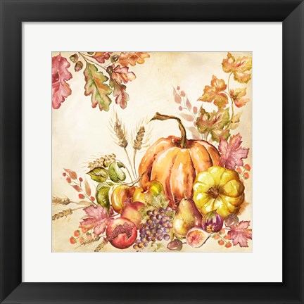 Framed Watercolor Harvest Pumpkins II Print