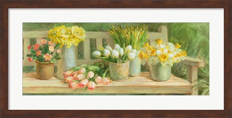 Framed Spring Garden Bench Print