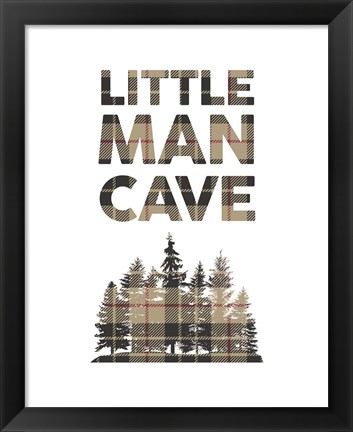 Framed Little Man Cave - Trees Tan Plaid Print