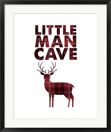 Framed Little Man Cave - Deer Red Plaid Print