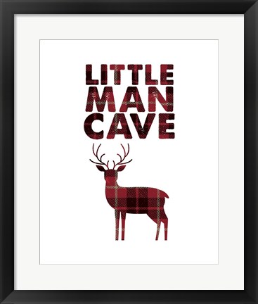 Framed Little Man Cave - Deer Red Plaid Print