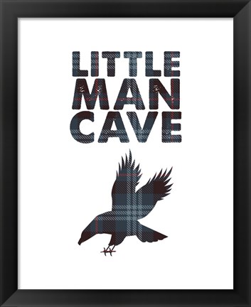 Framed Little Man Cave - Eagle Blue Plaid Print