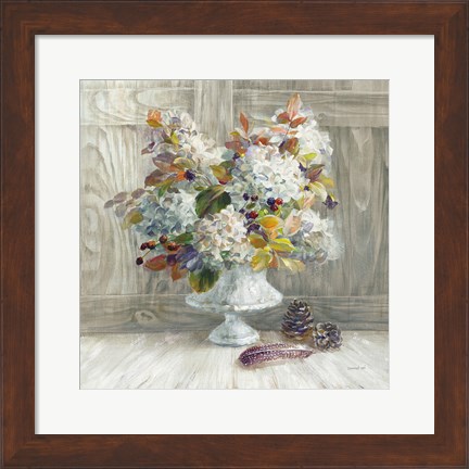 Framed Rustic Florals White Print