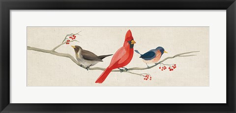 Framed Festive Birds Panel II Linen Print