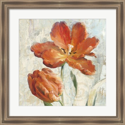 Framed Parrot Tulips II  on Ivory Print