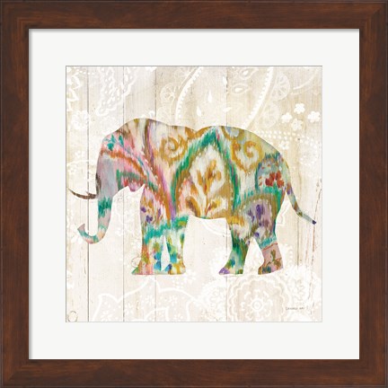 Framed Boho Paisley Elephant II v2 Print